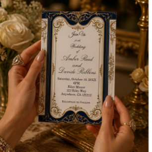 Tarjeta de invitación de boda elegante Art Deco en