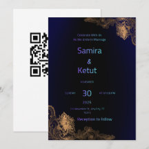 Tarjeta de Invitación de Boda Elegante Azul Marino