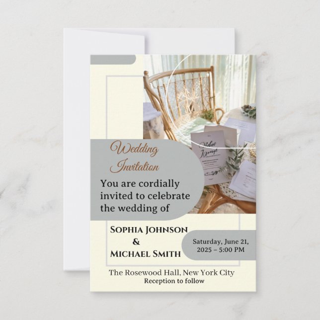 Tarjeta de Invitación de Boda Elegante – Botanica  (Anverso)