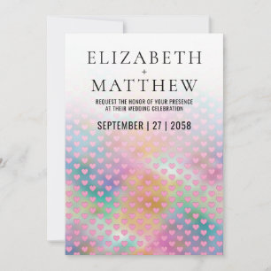 Tarjeta de invitación de boda elegante con corazon