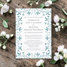 Tarjeta de Invitación de Boda Elegante con Floreci