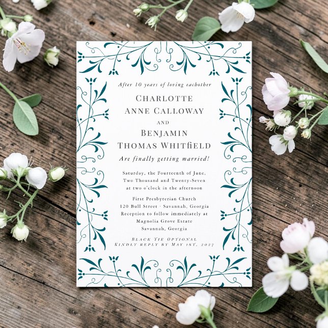 Tarjeta de Invitación de Boda Elegante con Floreci (Subido por el creador)