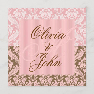 Tarjeta de invitación de boda elegante de damasco 