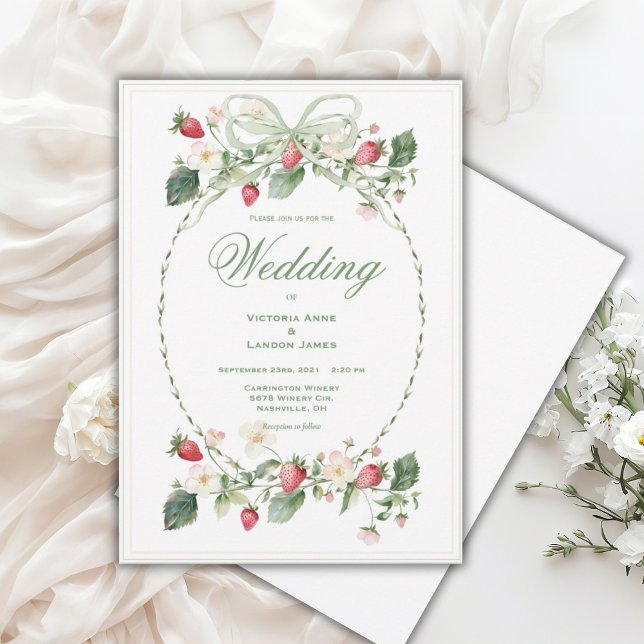 Tarjeta de Invitación de Boda Elegante de Fresas H (Subido por el creador)