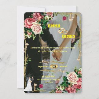 Tarjeta de Invitación de Boda Elegante Editable