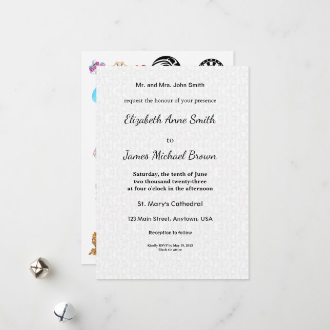 Tarjeta de Invitación de Boda | Elegante Letra Clá (Anverso/Reverso In Situ)