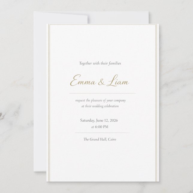 Tarjeta de Invitación de Boda Elegante – Lujo Mini (Anverso)