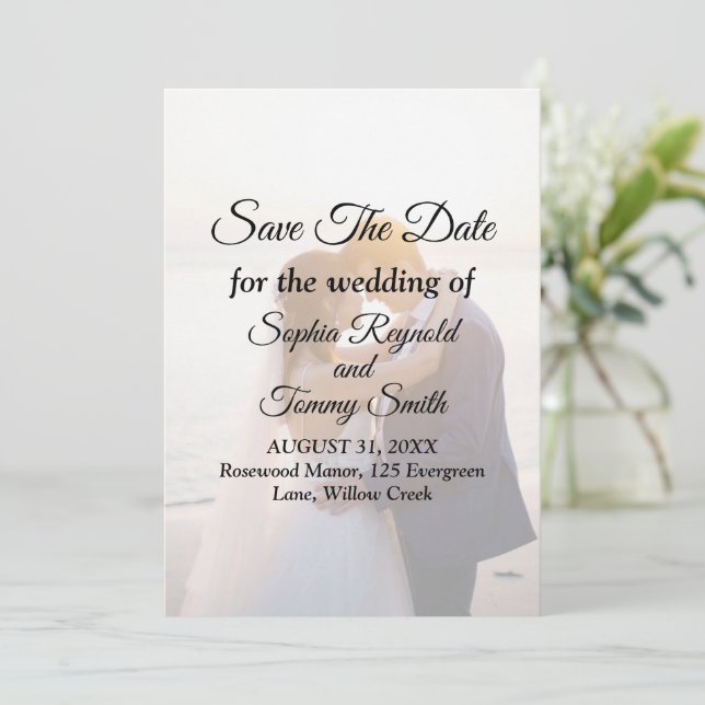 Tarjeta de invitación de boda Elegante para guarda (Anverso de pie)