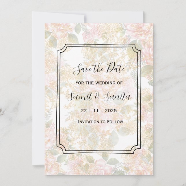 Tarjeta de Invitación de Boda Elegante para Guarda (Anverso)