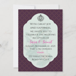 Tarjeta de Invitación de Boda Elegante para Recepc