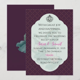 Tarjeta de Invitación de Boda Elegante para Recepc