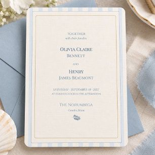 Tarjeta de Invitación de Boda Elegante Polvo Azul