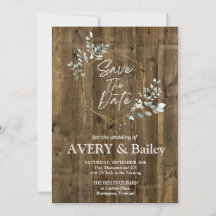 Tarjeta de invitación de boda elegante rústica de 