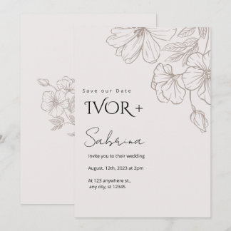 Tarjeta de Invitación de Boda Elegante TemplateInv