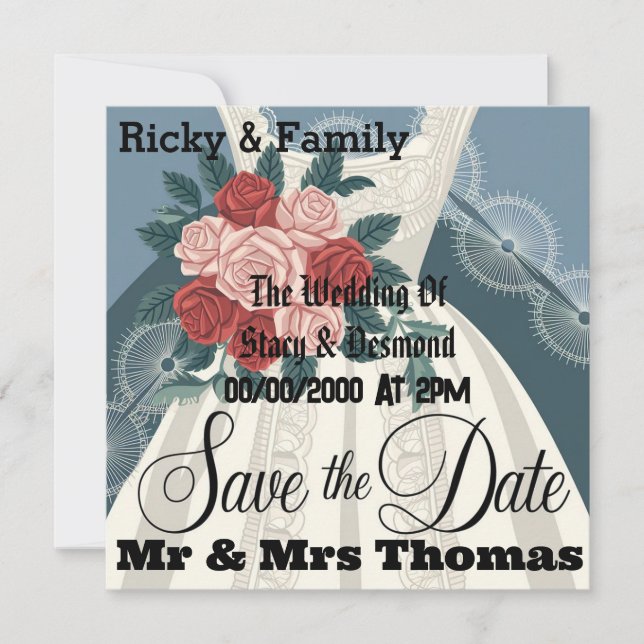 Tarjeta de Invitación de Boda Elegante Vintage (Anverso)