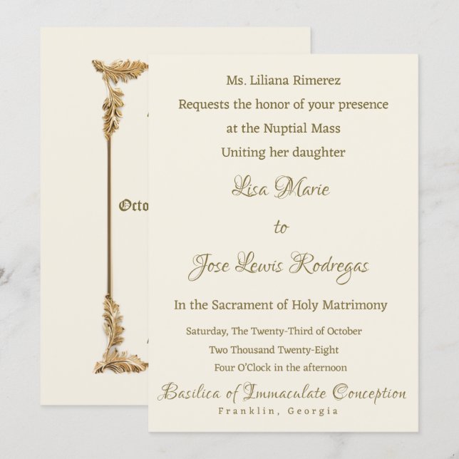 Tarjeta de Invitación de Boda Elegante y Sofistica (Anverso / Reverso)