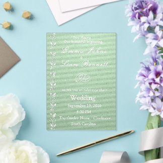 Tarjeta de Invitación de Boda en Acrílico Verde Pi