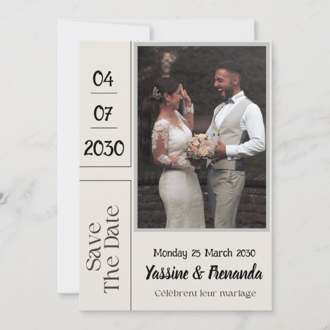 Tarjeta de invitación de boda en francés Français (Anverso)
