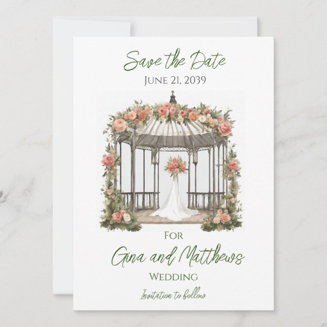 Tarjeta de invitación de boda en Gazebo para guard (Anverso)