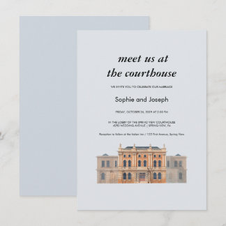 Tarjeta de invitación de boda en juzgado al estilo