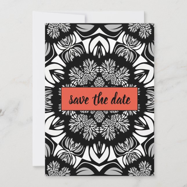 tarjeta de invitación de boda en negro y blanco op (Anverso)