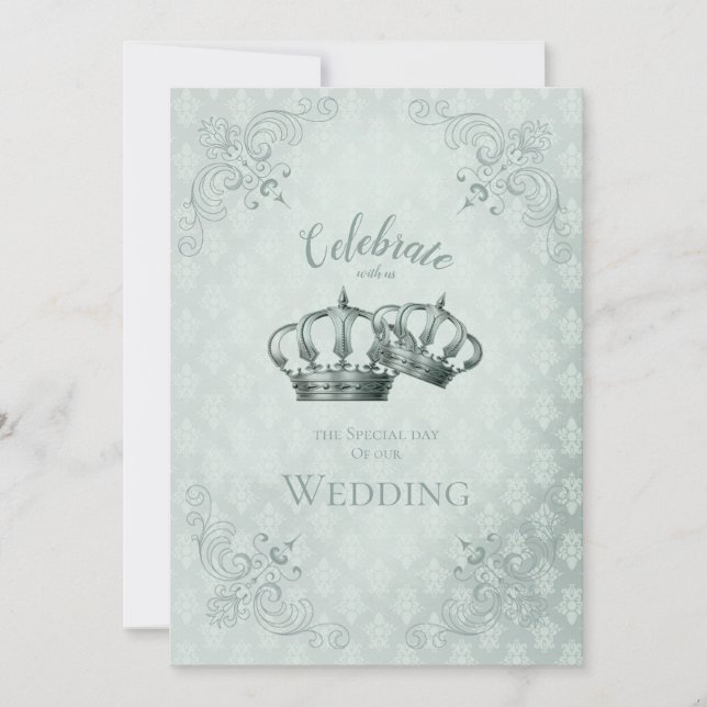 Tarjeta de Invitación de Boda en Seda Damask (Anverso)