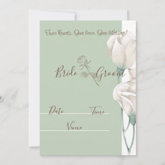 Tarjeta de Invitación de Boda en Verde Salvia Eleg