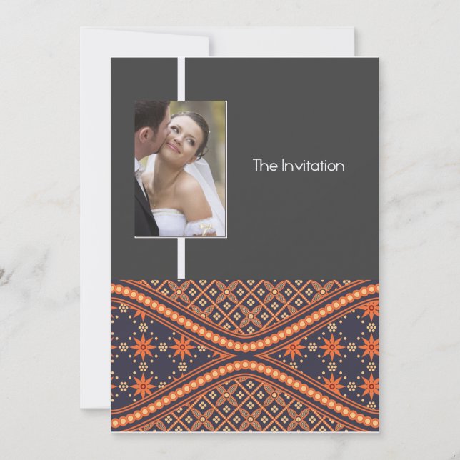 Tarjeta de invitación de boda estilo batik (Anverso)