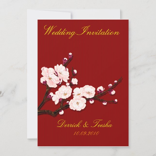 Tarjeta de invitación de boda : estilo oriental (Anverso)
