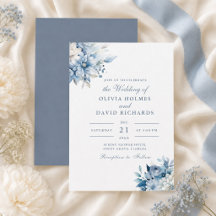 Tarjeta de Invitación de Boda Flor Silvestre Azul
