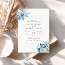 Tarjeta de Invitación de Boda Flor Silvestre Azul 