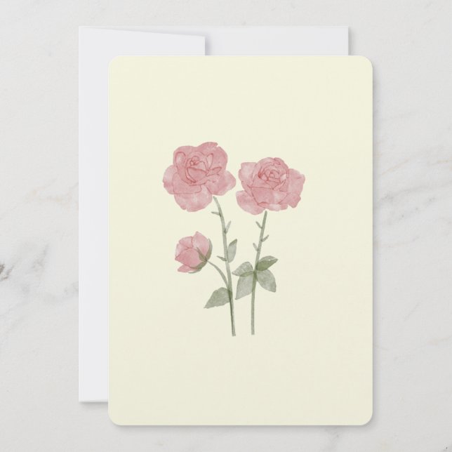 tarjeta de invitación de boda floral (Reverso)