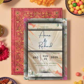 Tarjeta de invitación de boda floral