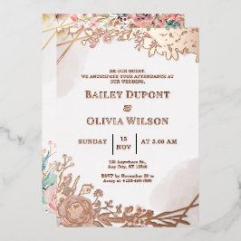 Tarjeta de Invitación de Boda Floral Acuarela Colo