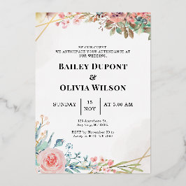 Tarjeta de Invitación de Boda Floral Acuarela Colo