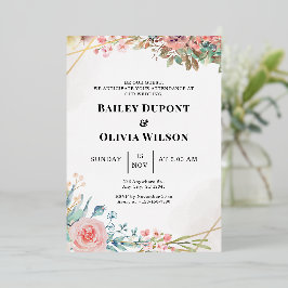 Tarjeta de Invitación de Boda Floral Acuarela Colo
