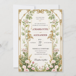 Tarjeta de Invitación de Boda Floral Acuarela Eleg