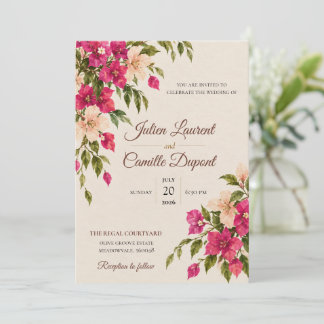 Tarjeta de Invitación de Boda Floral Acuarela Eleg