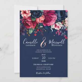 Tarjeta de Invitación de Boda Floral Acuarela Eleg