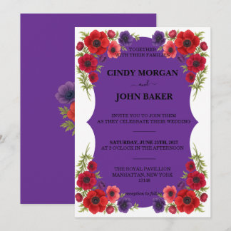 Tarjeta de Invitación de Boda Floral - Anemone