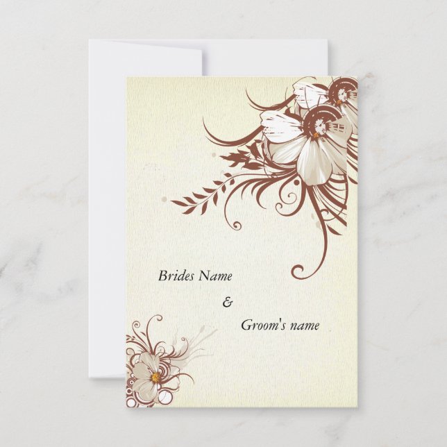 Tarjeta de invitación de boda floral antigua de 3, (Anverso)