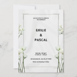 Tarjeta de invitación de boda floral blanca