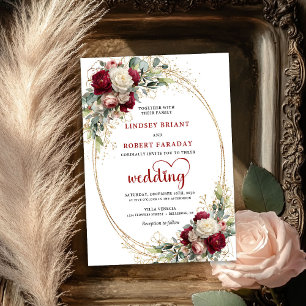 Tarjeta de invitación de boda floral boho con acua