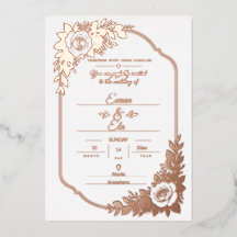 Tarjeta de Invitación de Boda Floral con Hojas de 