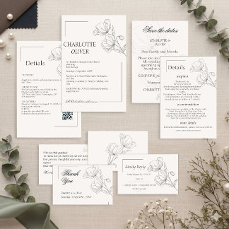 Tarjeta de Invitación de Boda Floral de Arte de Lí