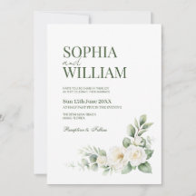 Tarjeta de Invitación de Boda Floral de Rosa Blanc