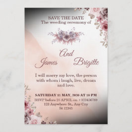 Tarjeta de invitación de boda floral diseño modern
