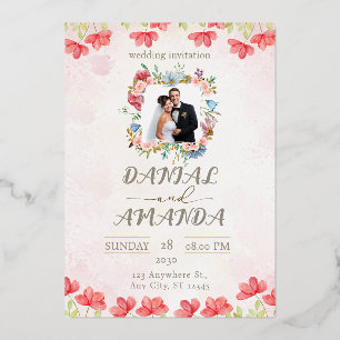 Tarjeta de Invitación de Boda Floral Editable con