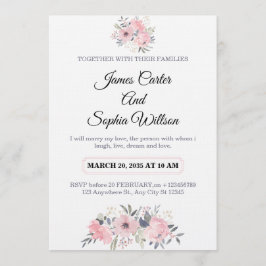 Tarjeta de invitación de boda floral elegante