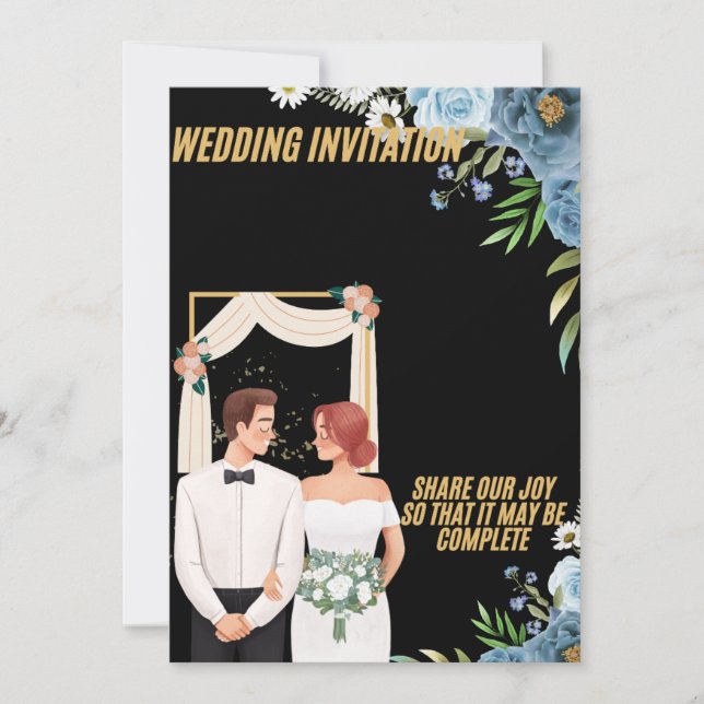 Tarjeta de Invitación de Boda Floral Elegante (Anverso)